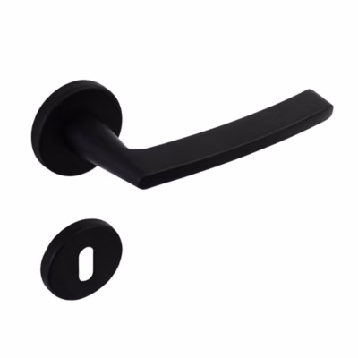Poignée de porte intérieure sur rosace Zamac noir mat Avec ressort de rappel Hardwarexchange