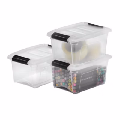 Iris Ohyama, Petite Boites de Rangement avec Couvercle, 5L, Lot de 3, Transparent, DDNTB-5