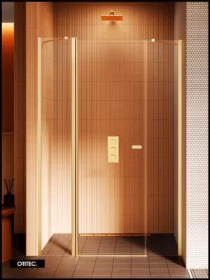 Porte de Douche Simple Pivotante – 120 x 195 – OR BROSSÉ – NEW SOLEO