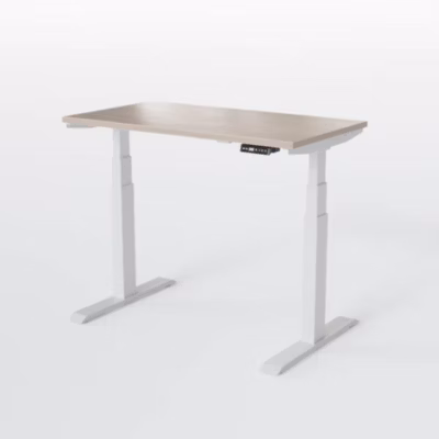 AUM WORLD Bureau Assis Debout Électrique Idéal Petit Espace – Compact et Motorisé – Réglable 62,5 à 127,5 cm – Ports USB A & C