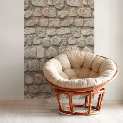 Papier peint intissé pré-encollé – MUR DE PIERRE GRISE – 1 rouleau de 300x60cm