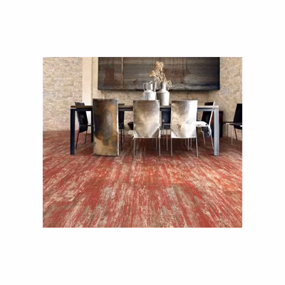 Carrelage sol / mur effet bois vieilli rouge 14,4 x 89,3 cm YUGO R VOLCAN