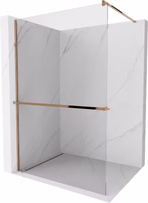 Mexen Kioto+ paroi de douche avec étagère Walk-in 135 x 200 cm, transparent, or rose – 800-135-121-60-00