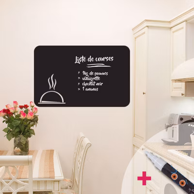 Sticker ardoise tableau noir – stickers muraux adhésif effaçable – CLASSIQUE PLAT DE CUISINE + CRAIE LIQUIDE BLANCHE – 35x55cm