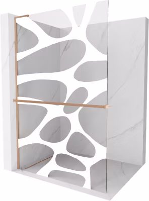Mexen Kioto+ L paroi de douche avec étagère Walk-in 120 x 200 cm, vague blanche, cuivre brossé – 800-120-123-65-97