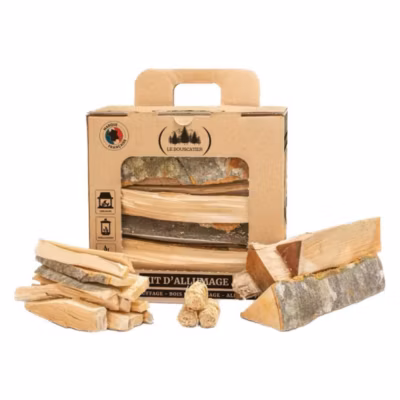 Kit d&rsquo;allumage complet petit bois, buches et allume feu pour cheminée poêle four pizza cuisinières barbecue et brasero
