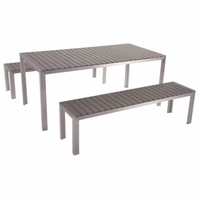 Salle à manger de jardin avec bancs 6 places NARDO Gris