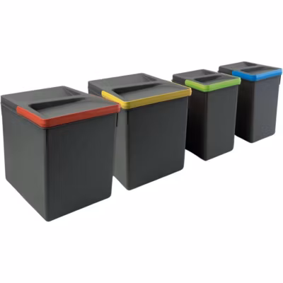 Bacs de tri pour tiroir de cuisine Recycle 2 bacs de 15 litres et 2 bacs de 7 litres