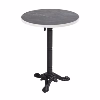 Table à mange ronde 60 cm inclinable marbre blanc/doré et pied noir  Oviala