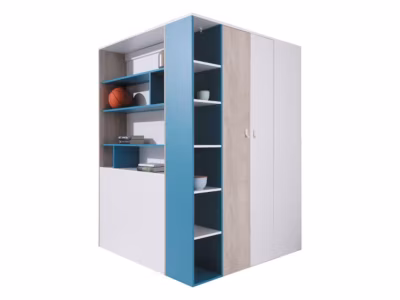 Armoire d&rsquo;angle Camteso 113, Nombre d&rsquo;étagères: 12, 190x135x135cm