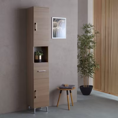 Colonne De 190 Cm Pour Salle De Bain Chêne Naturel Effet Bois Rimini