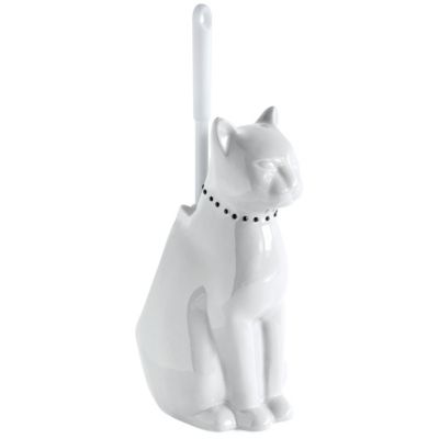 pot à balai brosse wc chat blanc ceramique onyx