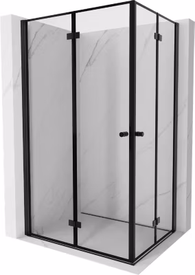 Mexen Mist-F Duo cabine de douche pliante gauche 90 x 75 cm, cadre noir, noir – 8A6-090L-075P-70-70