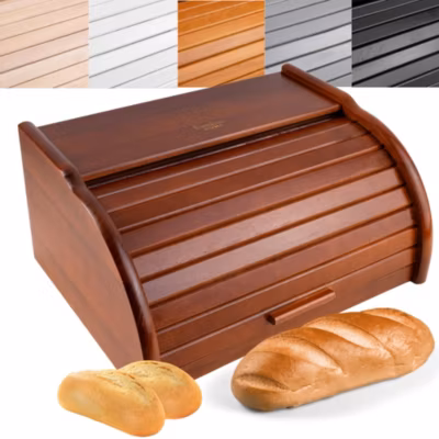 Creative Home Boîte à Pain Brun – 38 x 28,5 x 17,5 cm (+/- 1 cm) – Boite a Pain Bois – Huche à Pain – Boite en Bois
