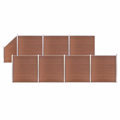 Ensemble de clôture WPC 7 Carré + 1 Incliné 1311×186 cm Marron vidaXL