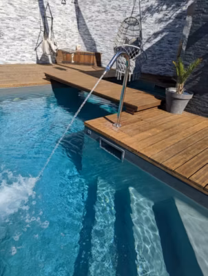 Canon Jet d&rsquo;eau pour piscine INOX 1m avec Embout de massage H2 Tube Cascade Col de Cygne ZENLYS