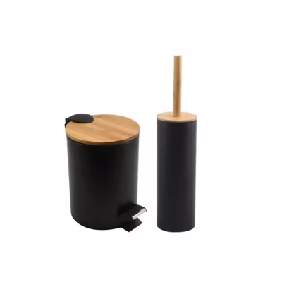 Set Poubelle à  pédale 5L  Brosse Wc ADONIS Noir Mat Spirella