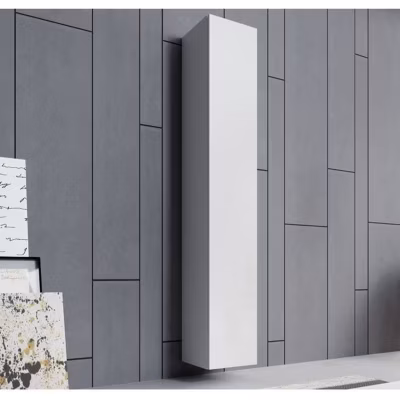 Armoire murale moderne – 1 porte, mélamine brillante – Blanc – 30x180x30 cm