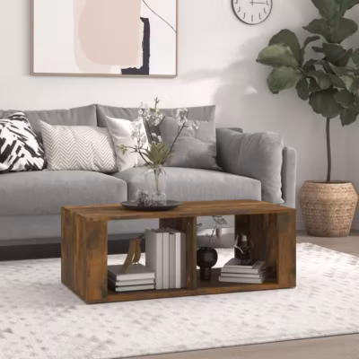 816525 vidaXL Table basse Chêne fumé 100x50x36 cm Bois d&rsquo;ingénierie