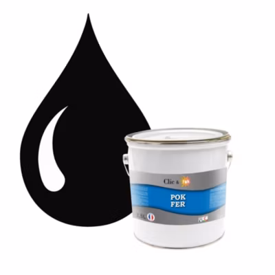 Peinture fer antirouille – Laque extérieure Semi-Brillante POK FER – 2,5L – RAL 9005 – Noir Foncé