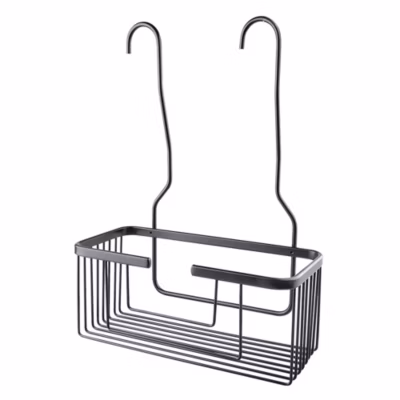 Porte-gel rectangulaire LLUN avec crochets, finition GRAPHITE / anthracite mat, en acier inoxydable Kibath