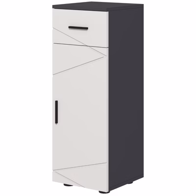 Meuble salle de bain gris, armoire d&rsquo;appoint avec tiroir et étagères réglables, meuble de rangement, idéal salle de bain ou salon