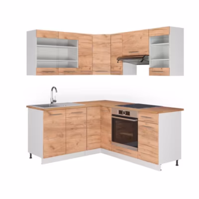 Vicco Cuisine en angle Chêne doré/blanc 160x190cm , PT Chêne