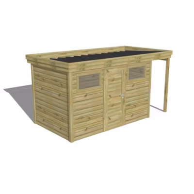 ABRI DE JARDIN bois Pin traité autoclave 27mm – 4,44×2,14m / 9,5m2 – Bac acier – Abri Français