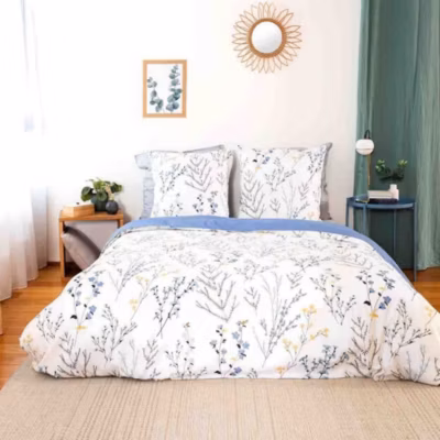 Housse de couette 220×240 + 2 taies d&rsquo;oreiller 63×63 satin de coton fanille