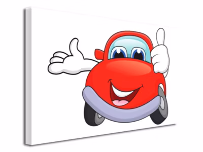 DECLINA, Tableau toile imprimée Enfants, Tableau toile Voiture cartoon rouge, 150×100 cm