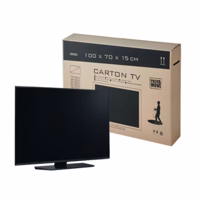 Pack and Move – Carton de protection pour TV 47&Prime; – Déménagement écran plat – 100 x 15 x 70 cm – Carton renforcé
