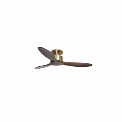 Modulo Low Profile Regular -un ventilateur pour plafond bas  DC 132 cm Laiton  pales fermées bois sombre sans Lumière 20 à 40 m²