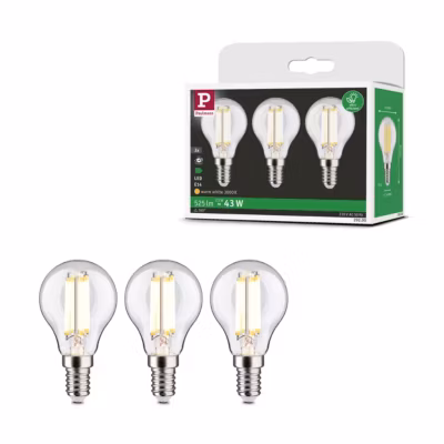 Eco-Line Filament 230 V Sphérique LED E14 Kit de 3 82 mm 525lm 2,5W 3000K Clair