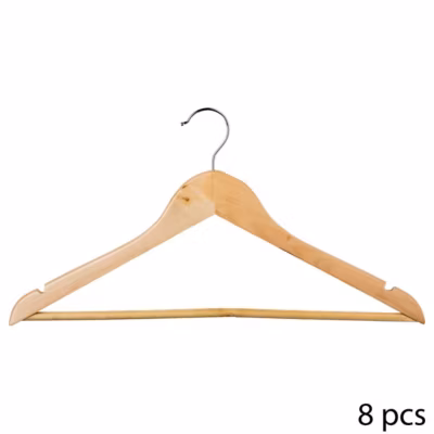 Cintres en bois – FIVE – Lot de 8 – Beige – 45 cm – Manteau
