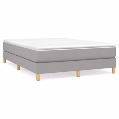 Lit double, Lit adulte, Cadre de lit à ressorts gris clair 140×200 cm tissu