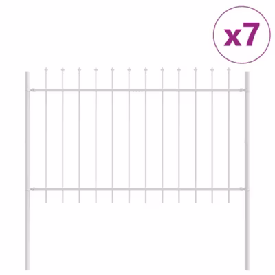 Clôture de jardin 7 pcs Blanc 11,9 x 1 m Acier revêtu de poudre vidaXL