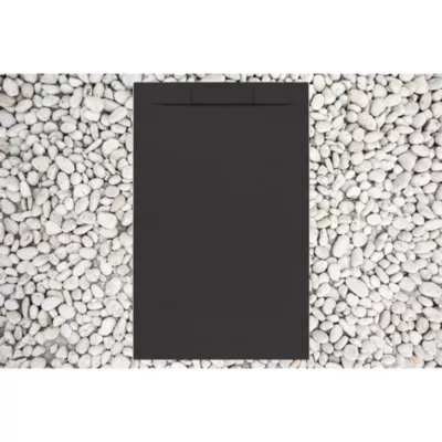 Receveur de douche 175X90 cm NOIR Vulcano Line PLUS en résine et poudre de marbre avec grille en RÉSINE DE MARBRE