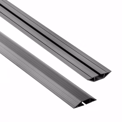 Bande de câble en PVC 10x60mm, 2m, cache-câble, trapézoïdal, gris foncé