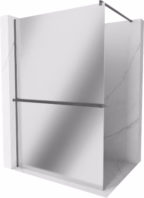 Mexen Kioto+ paroi de douche avec étagère Walk-in 80 x 200 cm, miroir, gris canon brossé – 800-080-121-66-50