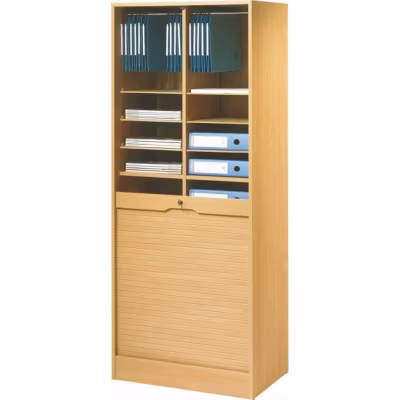 Classeur à Rideau Largeur 70 cm Hauteur 172 cm 20 niches 2 Kits DS – Hêtre – L 70 x l 44 x H 172 cm