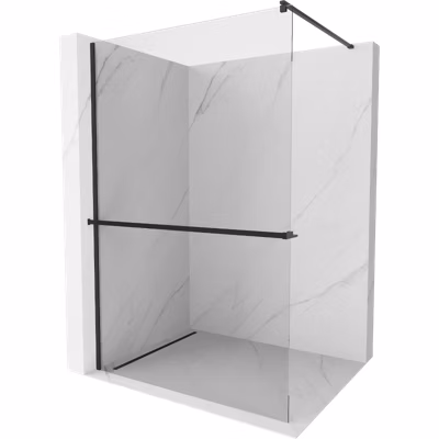 Mexen Kioto+ paroi de douche avec étagère Walk-in 100 x 200 cm, transparent, noir – 800-100-121-70-00