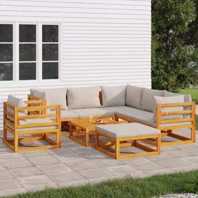 vidaXL Salon de Jardin avec Coussins 8 pcs, Canapés avec Dossier, Ensemble de Meubles avec Table Basse Patio Terrasse, 3155290