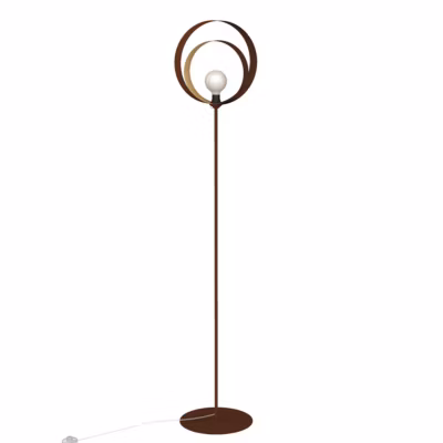 LUMICOM – NUCLEO Lampadaire, 1X E27, max 42W, métal, corten/feuille d&rsquo;or, D.40cm H.170cm