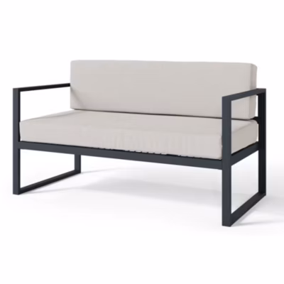 Canapé de jardin 128 cm Dywilly gris structure noire
