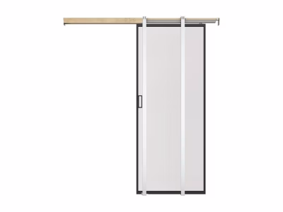 Porte coulissante avec système à galandage – aluminium et verre trempé dépoli – H205 x L63 cm – LINCI II
