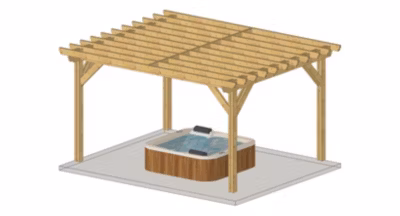 Carport pergola indépendante 700cmx450cm Bois DOUGLAS Français label PEFC (Charpente-Auvent – Abri terrasse) surface 3150 m²