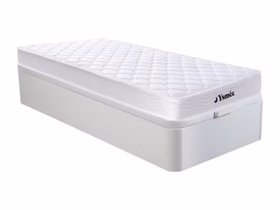Ensemble 90 x 190 cm sommier coffre blanc + matelas ressorts et mémoire de forme ép.15cm – WOLKENLOS de YSMÉE