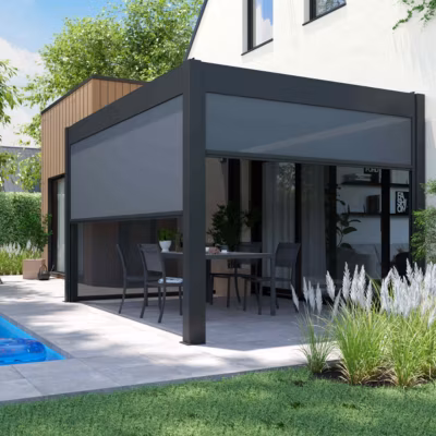 Pergola bioclimatique 3x4m autoportée avec 1 store 2,66 x 2,34 m  Oviala