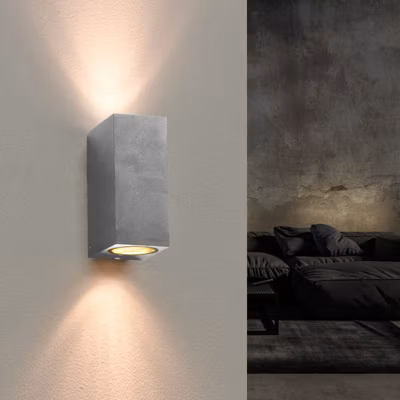 Applique Murale Argent LED Carrée IP44 double faisceau GU10 – SILAMP
