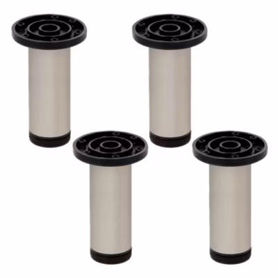4 un. Pied rond pour meuble en aluminium diamètre 40mm hauteur 120mm inox mat avec régulateur de nivellement